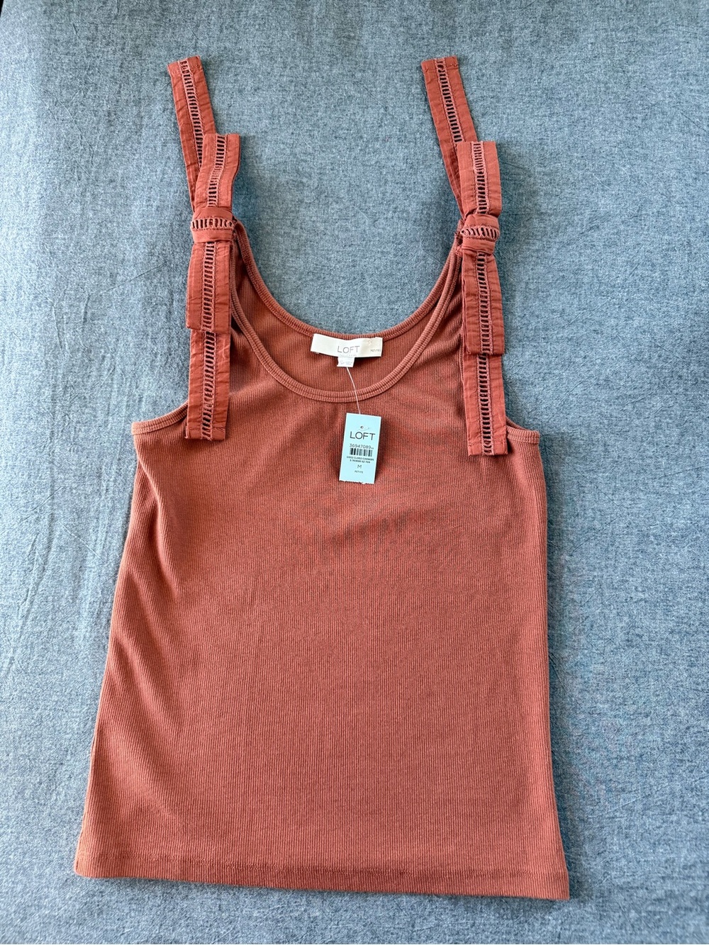 NWT LOFT Rust-Orange Tie Strap Tank Top